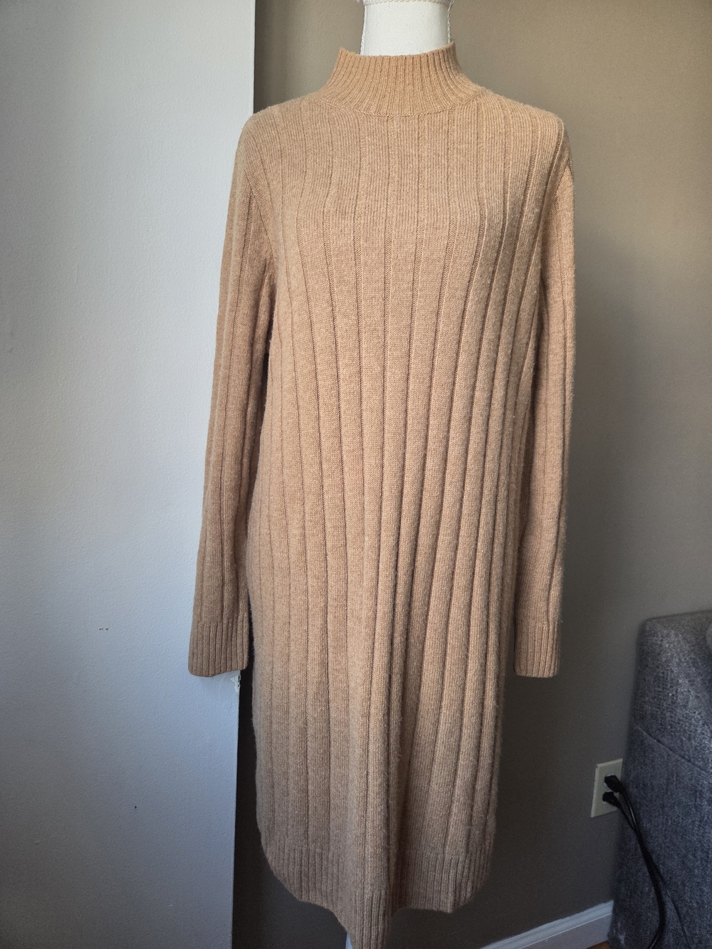 Madewell Wool Blend Ribbed Mock Neck Sweater Dress Tunic XL